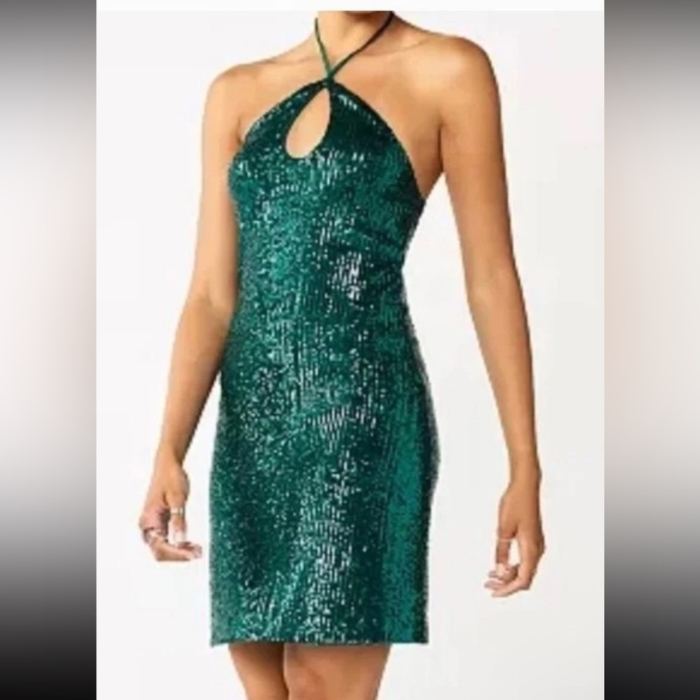 SO Green Sequin Halter Dress size XL juniors